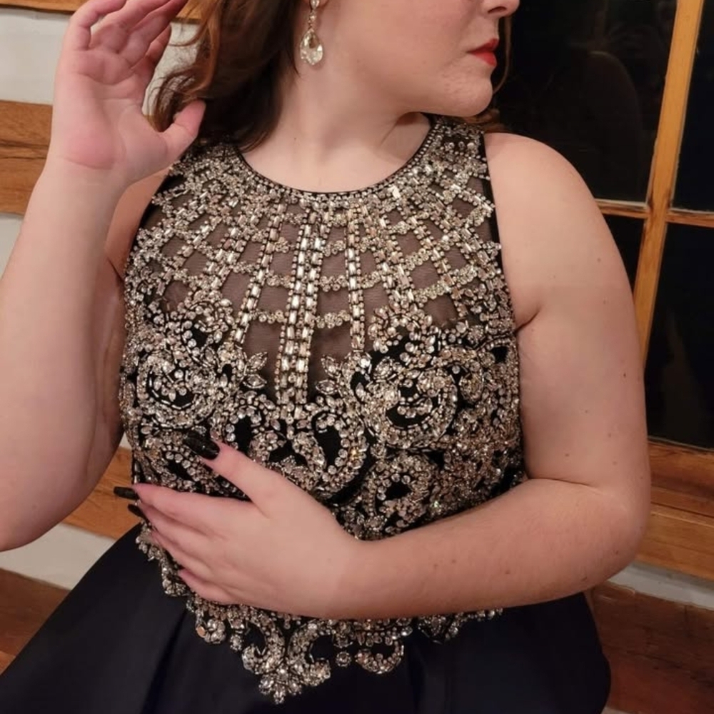 Glamorous Black Beaded Prom Dress